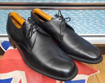 Kwaliteit vintage jaren 60 jaren 60 zwart leren K-schoenen derby 3 gaten smart casual dress mod suit schoenen. Maat 8 vgc
