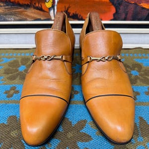 Mocasines vintage Superfly Norton Northampton de principios de los años 70, estilo banco, de color tostado claro, con tacón de 5,8 cm. Talla 9 del Reino Unido.