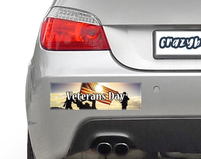 Thank You Veterans, Veterans Day 10 x 3 Bumper Sticker - Custom changes and orders welcomed!