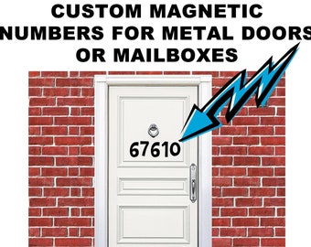 Up to 5 Numbers custom magnet in various font style for front doors, mailboxes, garage doors, custom made, various sizes up to 6 inches high