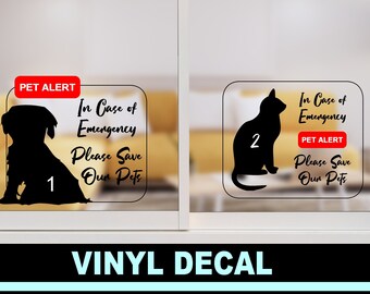Pet Alert Vinyl Decal Various Sizes and Colors Die Cut Vinyl Decal also in Cool Chrome Colors!