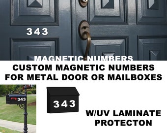 Up to 5 Numbers or Letters custom magnetic for front doors, mailboxes, garage doors, custom made, various sizes up to 6 inches high