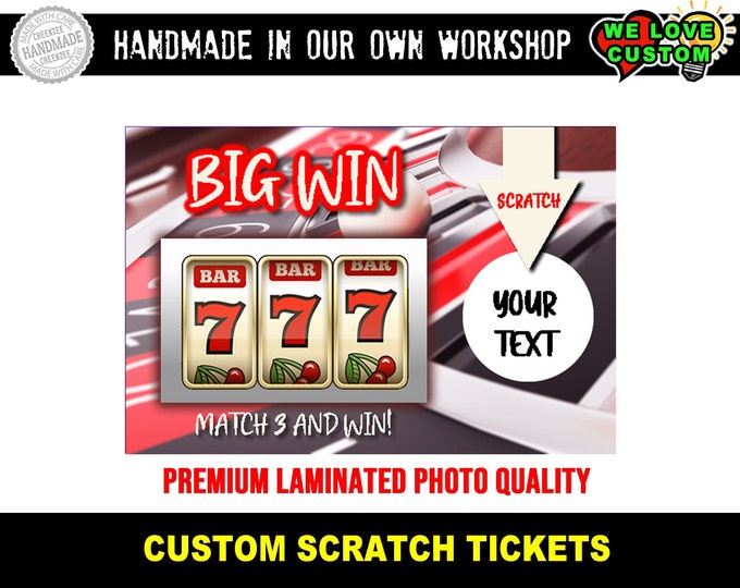 Your Image Icon and Custom Text Fun Faux Lottery Ticket Simulation Scratch Tickets 3.75" x 2.5" Laminated, 2, 5, 10, 20 options available.