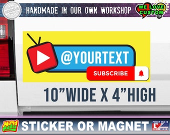 Social Media Channel Bumper Sticker 10 x 4 Bumper Sticker or Magnetic Bumper Sticker Available