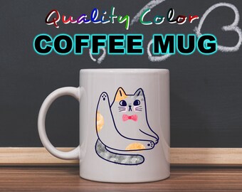 Funny Cat Custom Personalized Coffee Mugs, printed on a 11 or 15 oz White Mug
