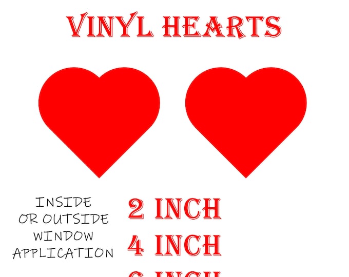 Vinyl Decal Hearts in various colors plus Chrome High Quality Cars, Trucks, Vans, Windows, Boats, Mailboxes various sizes and qtys.