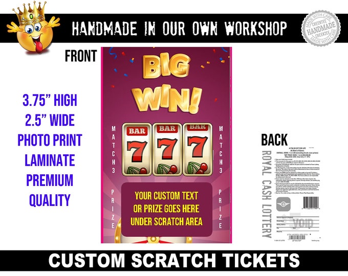 Your Image Icon and Custom Text Fun Faux Lottery Ticket Simulation Scratch Tickets 3.75" x 2.5" Laminated, 2, 5, 10, 20 options available.