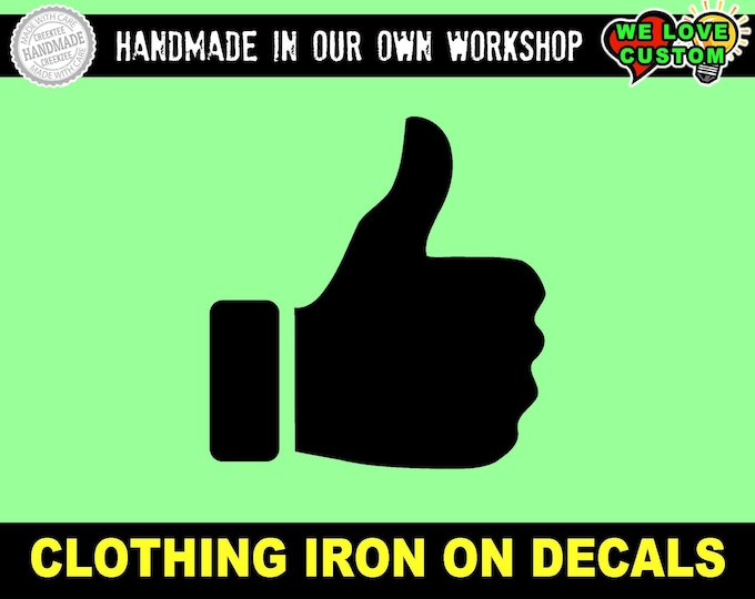 Thumbs Up Iron On DIY Vinyl Decal - various sizes and colors - colours