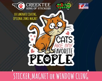 Cute Cat Window Cling, Sticker or Magnet in various sizes