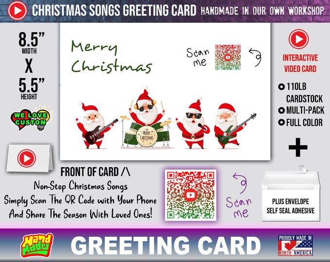 DISCOUNTED Bulk Pack 10x or 20x QR Code Audio Christmas Greeting Cards Come To Life. 5.5 inch high x 8.5 inch wide 110lb cardstock