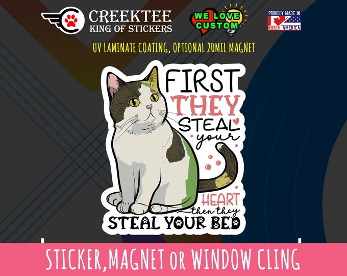 Cute Cat Window Cling, Sticker or Magnet in various sizes
