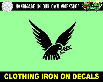Peace Dove Iron On DIY Vinyl Decal - various sizes and colors - colours