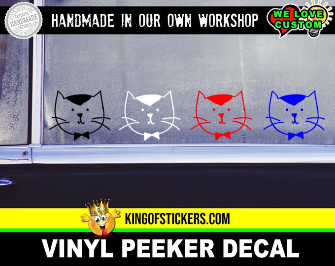 Cat Peeker Vinyl Decal in various sizes and colors