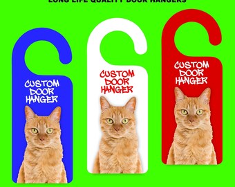 CUSTOM DOOR HANGERS your design, your text, full color print front side on white mylar backing custom door hangers 4x9 inch, create your own