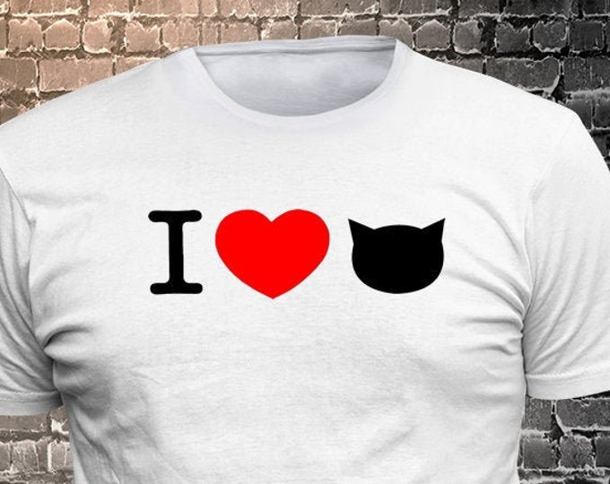 I Love Cat Long Lasting Vinyl Print T-Shirt - Cat T-Shirt, Cat tshirt