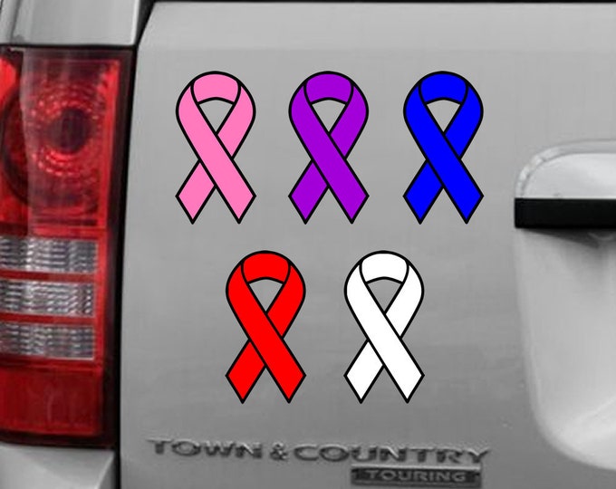 Vinyl Cancer / Fallen color Ribbon various sizes up to 6" tall magnet OR sticker premium vinyl print with uv protected plastic coating