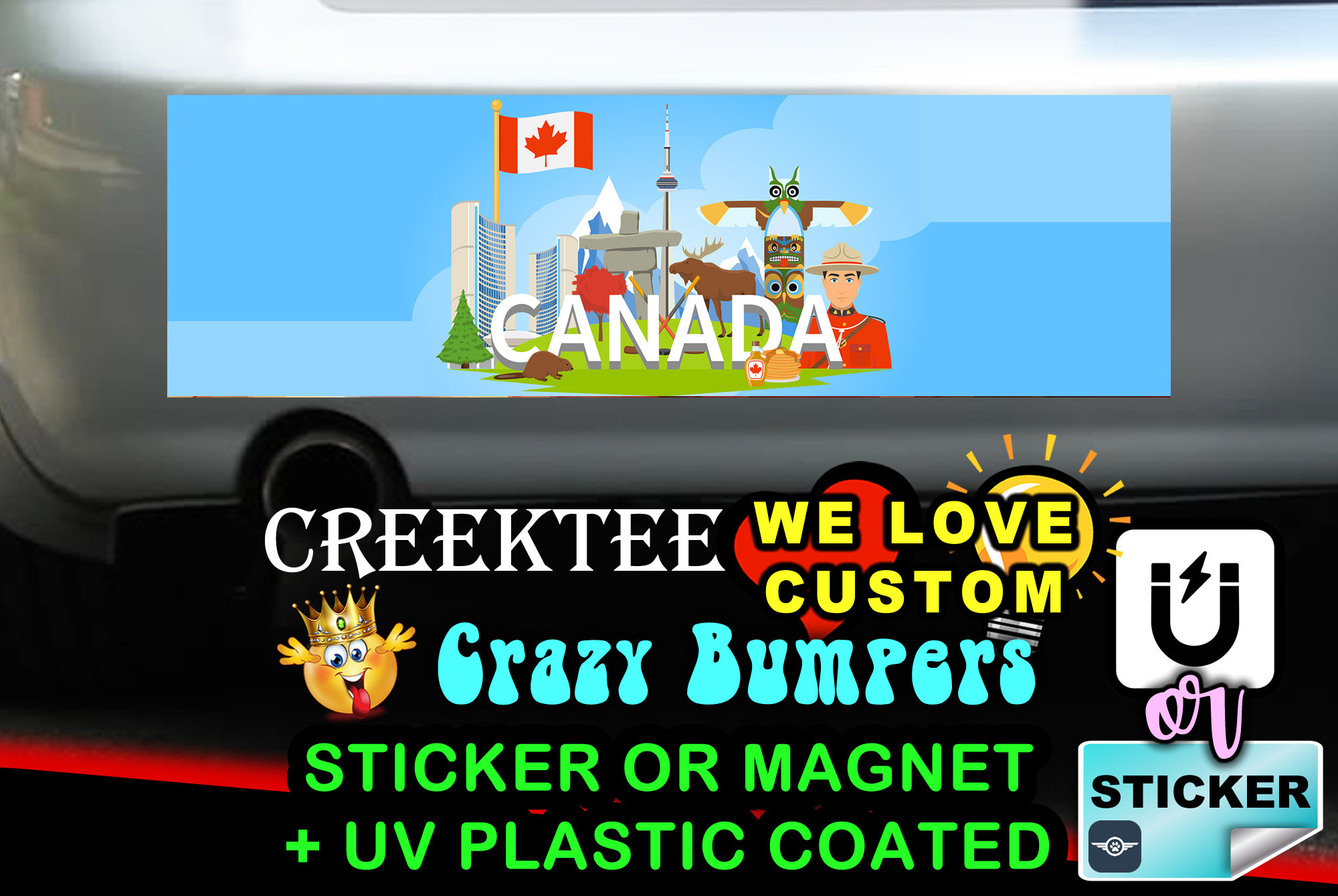 Canada Bumper Sticker or Magnet in new sizes, 4