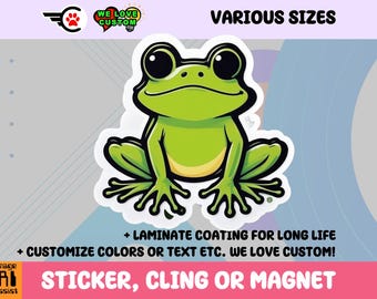 Frog Vinyl Sticker, Magnet or Window Cling in Various Sizes