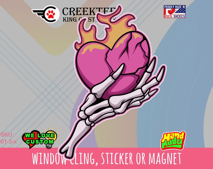 Broken heart Vinyl sticker , window cling or magnet in various sizes from 3" to 7" with uv laminate protection