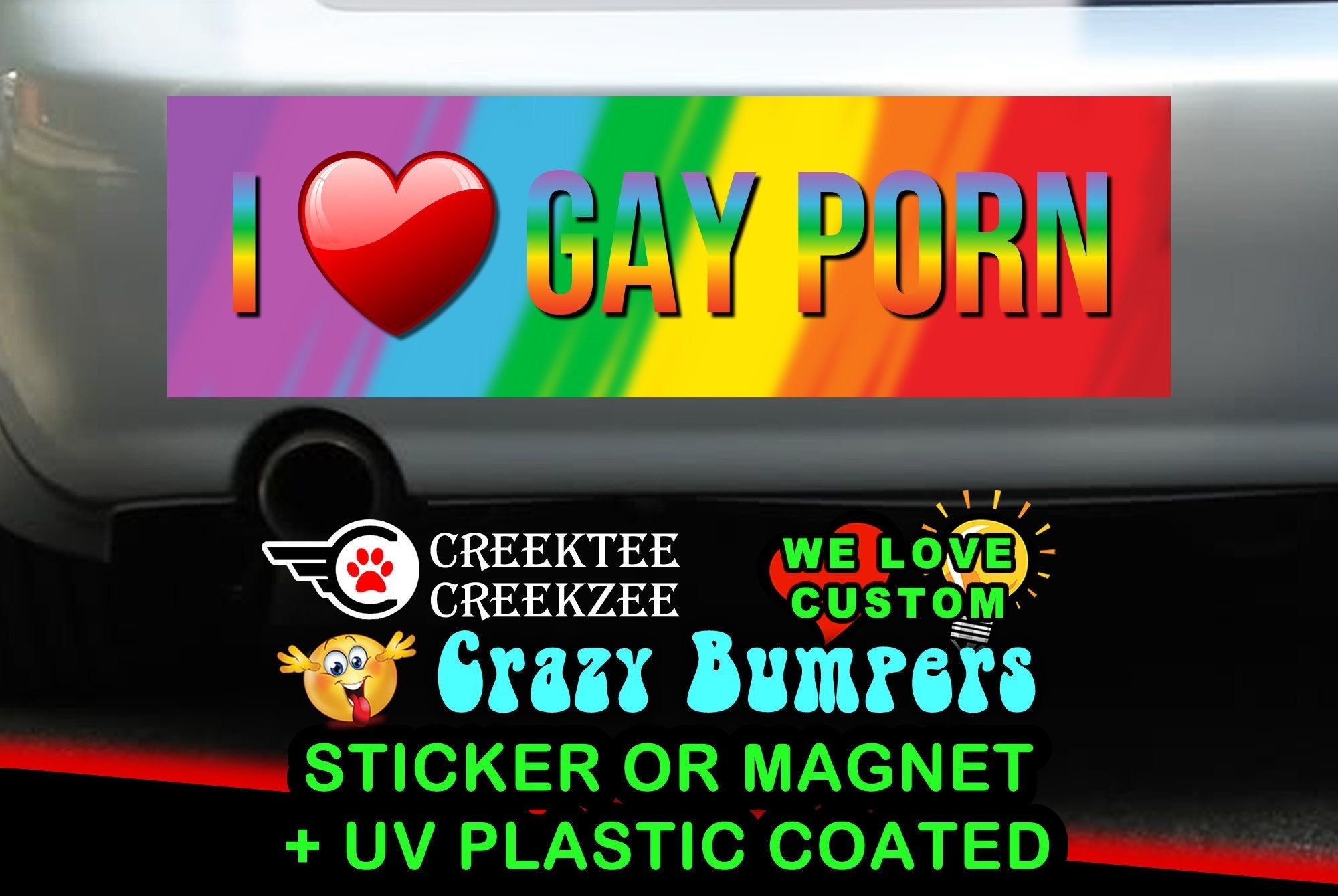 I Love Gay Porn Bumper Sticker or Magnet in new sizes, 4
