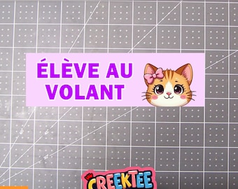 Eleve Au Volant Bumper Sticker, Magnet or Window Cling in Various Sizes Choose 10" for Standard Size