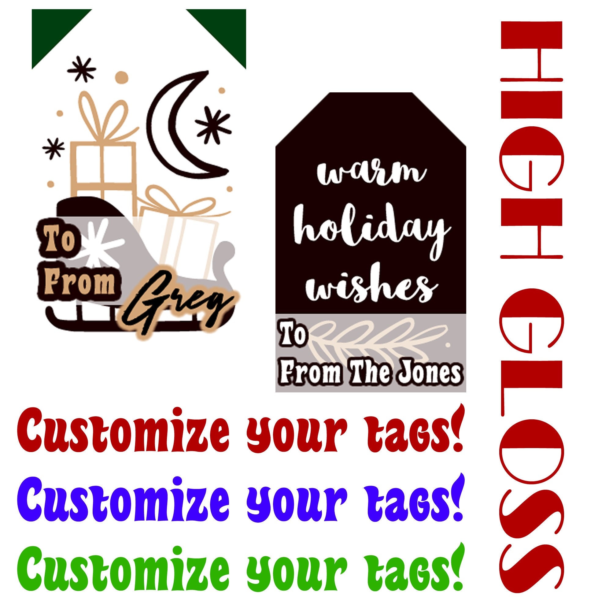 Personalized Christmas Gift Tag Sticker , Customize High Gloss finish vivid tags for your gifts with a premium feel and look to your tags! Personalized Christmas Gift Tag Sticker , Customize High Gloss finish vivid tags for your gifts with a premium feel and look to your tags!