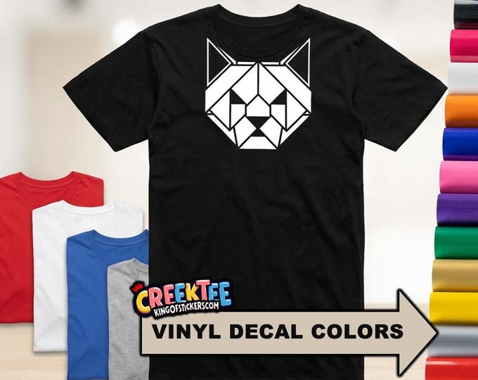 Geo Metric Cat Fun HTV Vinyl Print Tee Various Colors and Sizes