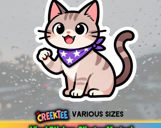 Funny Cat Vinyl Sticker - UV Coated Window Cling or Magnet