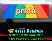 Rainbow Pride Sidewalk 10 x 3 Bumper Sticker or Magnetic Bumper Sticker Available