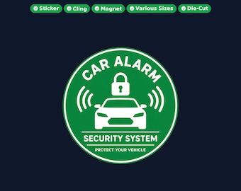 Security System Round Sticker, Magnet, Vinyl Sticker or Window Cling, UV Laminate Coating, laptop, water bottle, or 12x 2 inch round qty's
