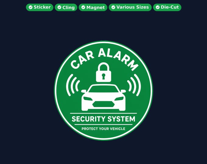 Security System Round Sticker, Magnet, Vinyl Sticker or Window Cling, UV Laminate Coating, laptop, water bottle, or 12x 2 inch round qty's