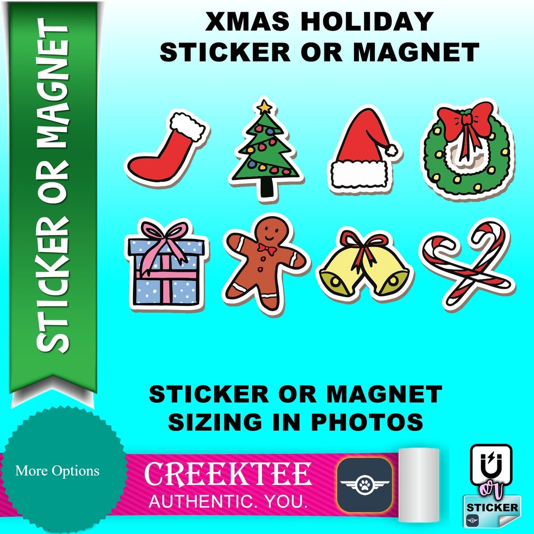 Pegatinas navideñas, Navidad en opciones estándar, vinilo e imán Etsy