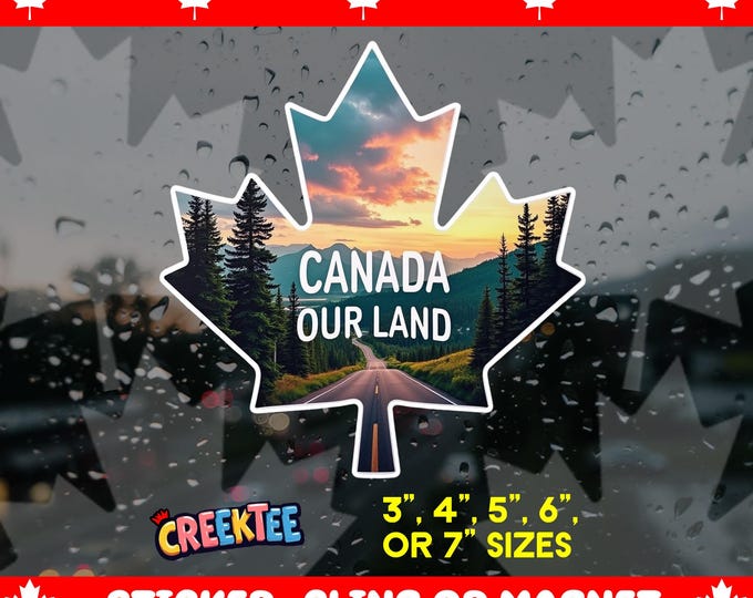 Canada Scenic Maple Leaf Bumper Sticker, Magnet, Vinyl Sticker, Window Cling, UV Laminate, laptop, water bottle