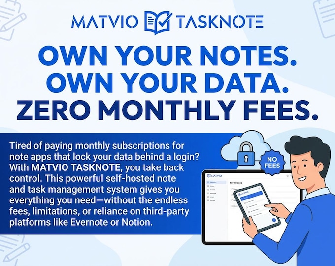Own Your Notes Forever – MATVIO TaskNote | No Monthly Fees | Self-Hosted Evernote Alternative | PHP + MySQL Productivity App