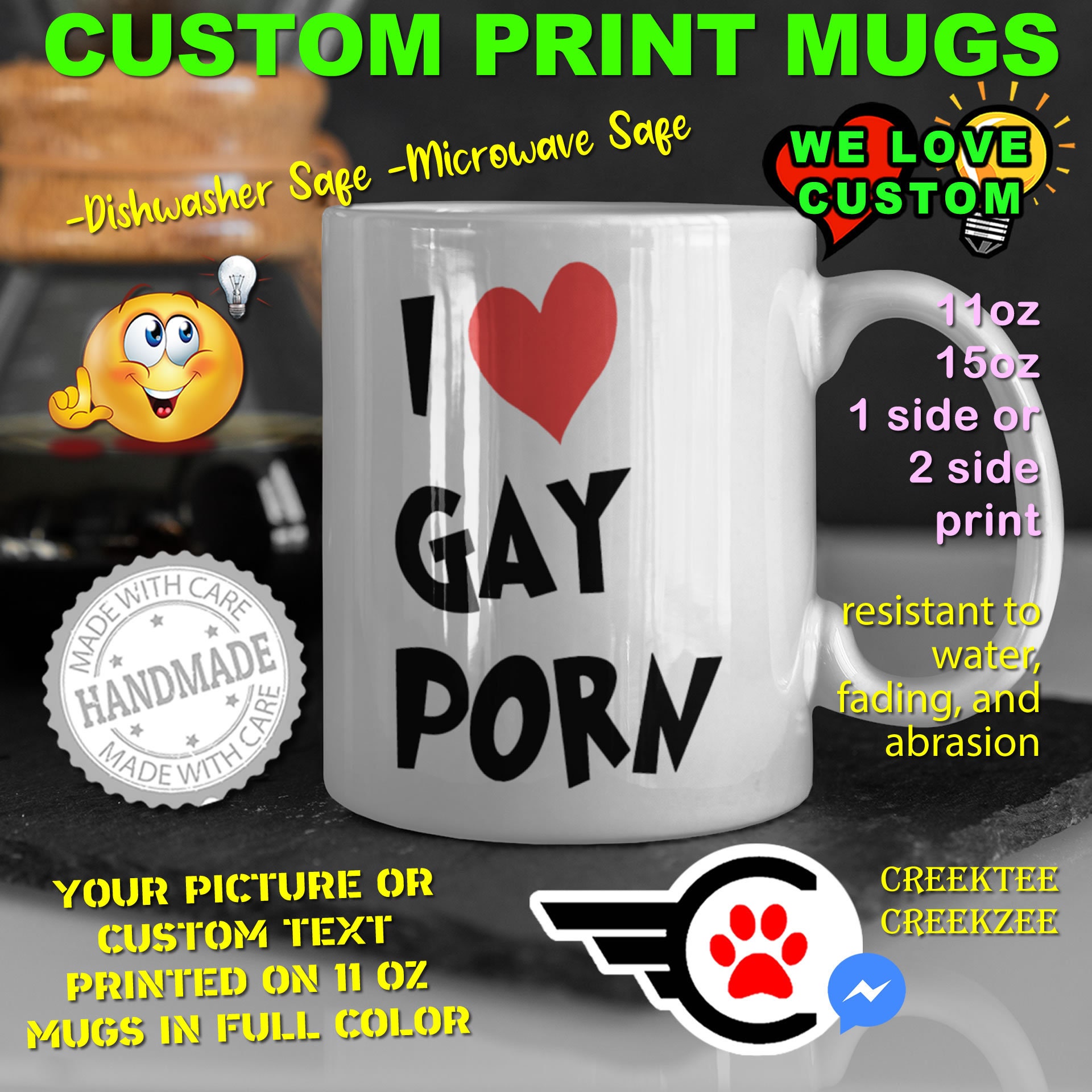 I Love Gay Porn Collection - Mouse Pad, Magnet 10 inch x 3 inch and a 11 oz Mug