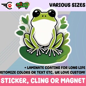 Frog Vinyl Sticker, Magnet or Window Cling in Various Sizes