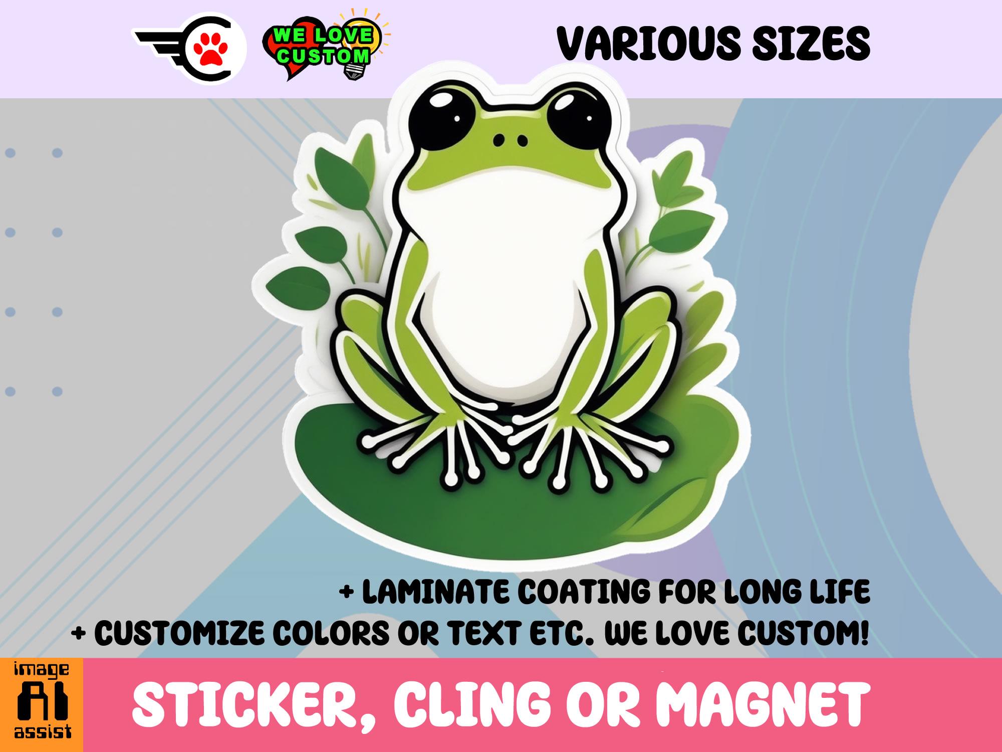 Frog Vinyl Sticker, Magnet or Window Cling in Various Sizes