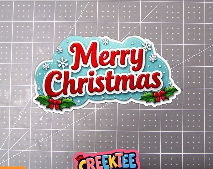 Merry Christmas Vinyl Sticker, Window Cling or Magnet in UV Laminate Coating