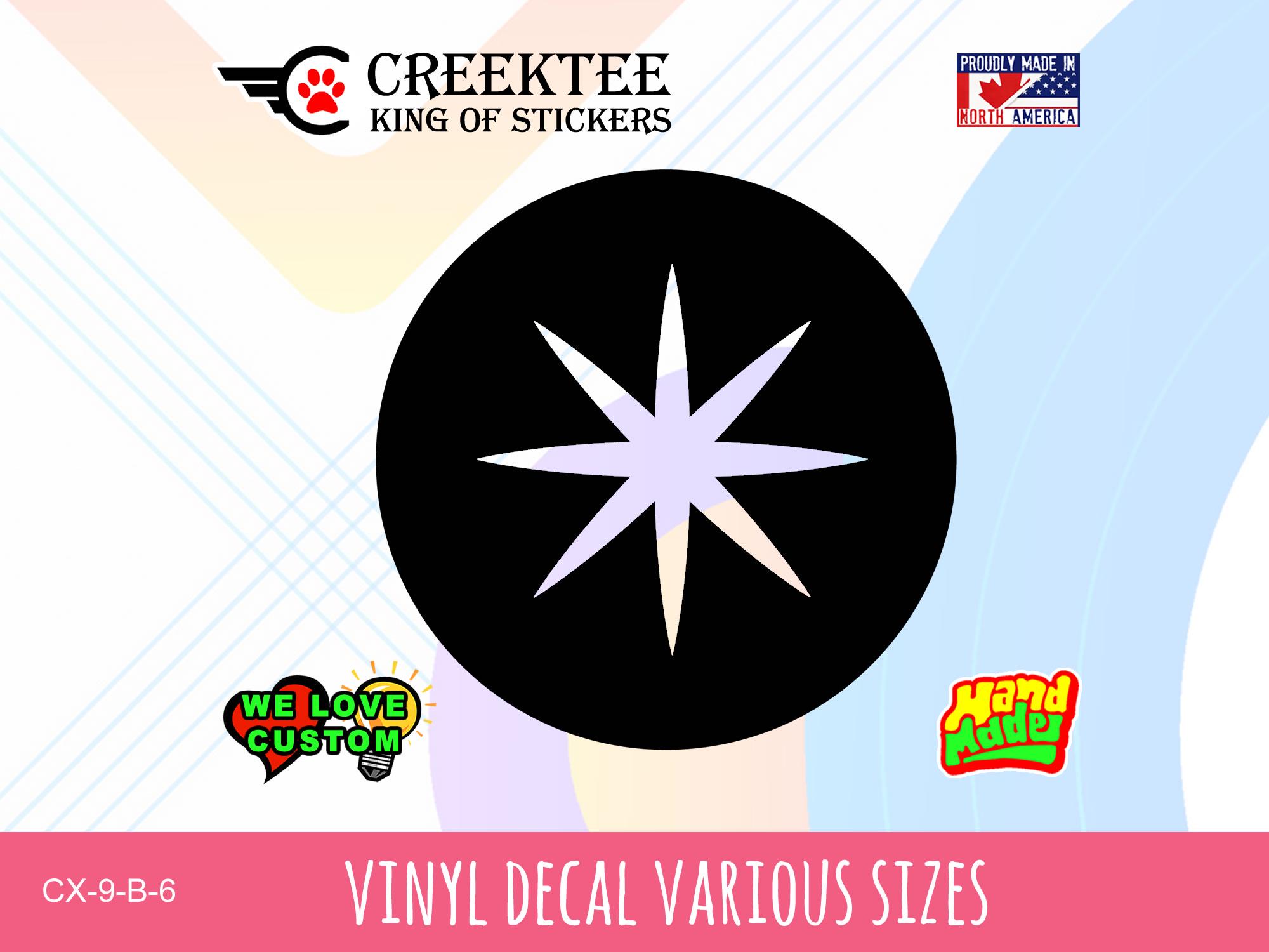 Star vinyl decal in various colors or chrome colors available. Various sizes