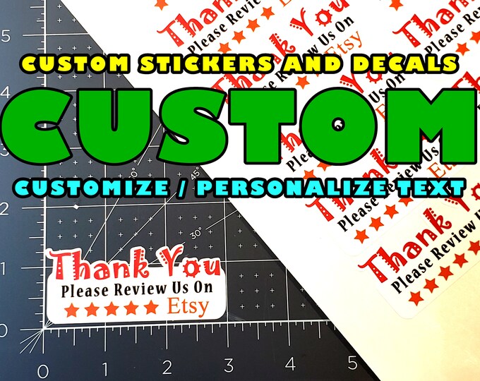 Custom Stickers - Change The Text 1.25 x 3 Stand Out Kiss Cut Premium Vinyl Sticker (Sheet of 14)