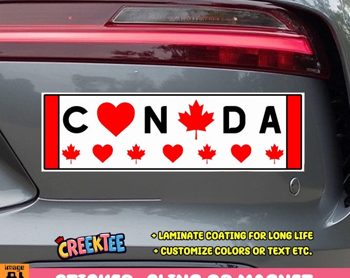 Canada Love Bumper Sticker, Magnet, Vinyl Sticker, Window Cling or Magnet in UV Laminate Coating