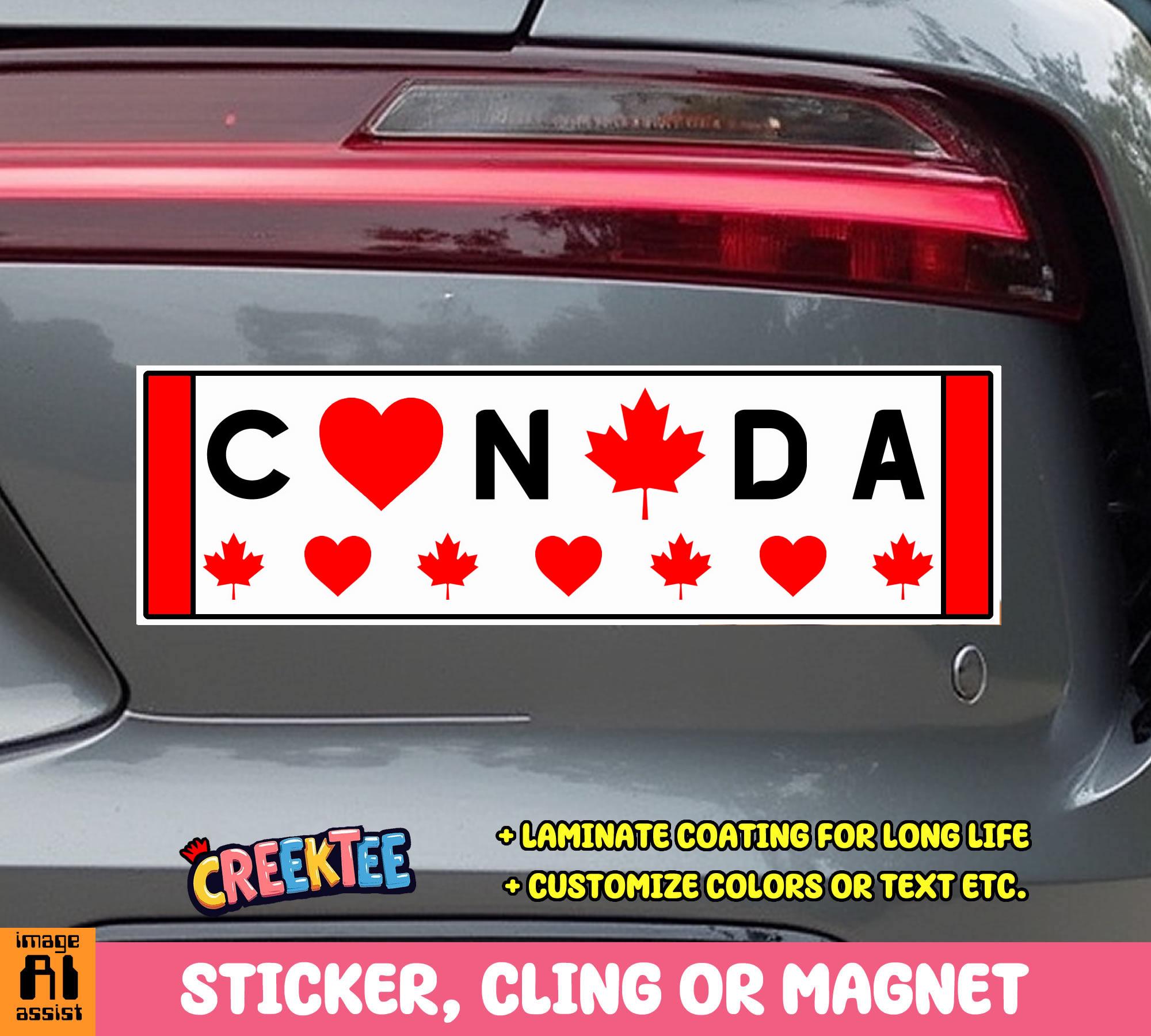 Canada Love Bumper Sticker, Magnet, Vinyl Sticker, Window Cling or Magnet in UV Laminate Coating