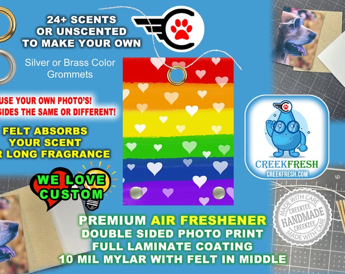 Rainbow Colors Premium Air Freshener Color Photo Print with Felt middle for fragrance absorption -Scented or un-Scented - Double Sd.