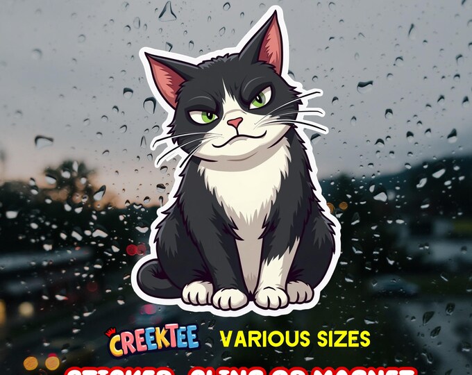 Cute Funny Curious Cat Canada Bumper Sticker, Magnet, Vinyl Sticker, Window Cling, UV Laminate, laptop, water bottle