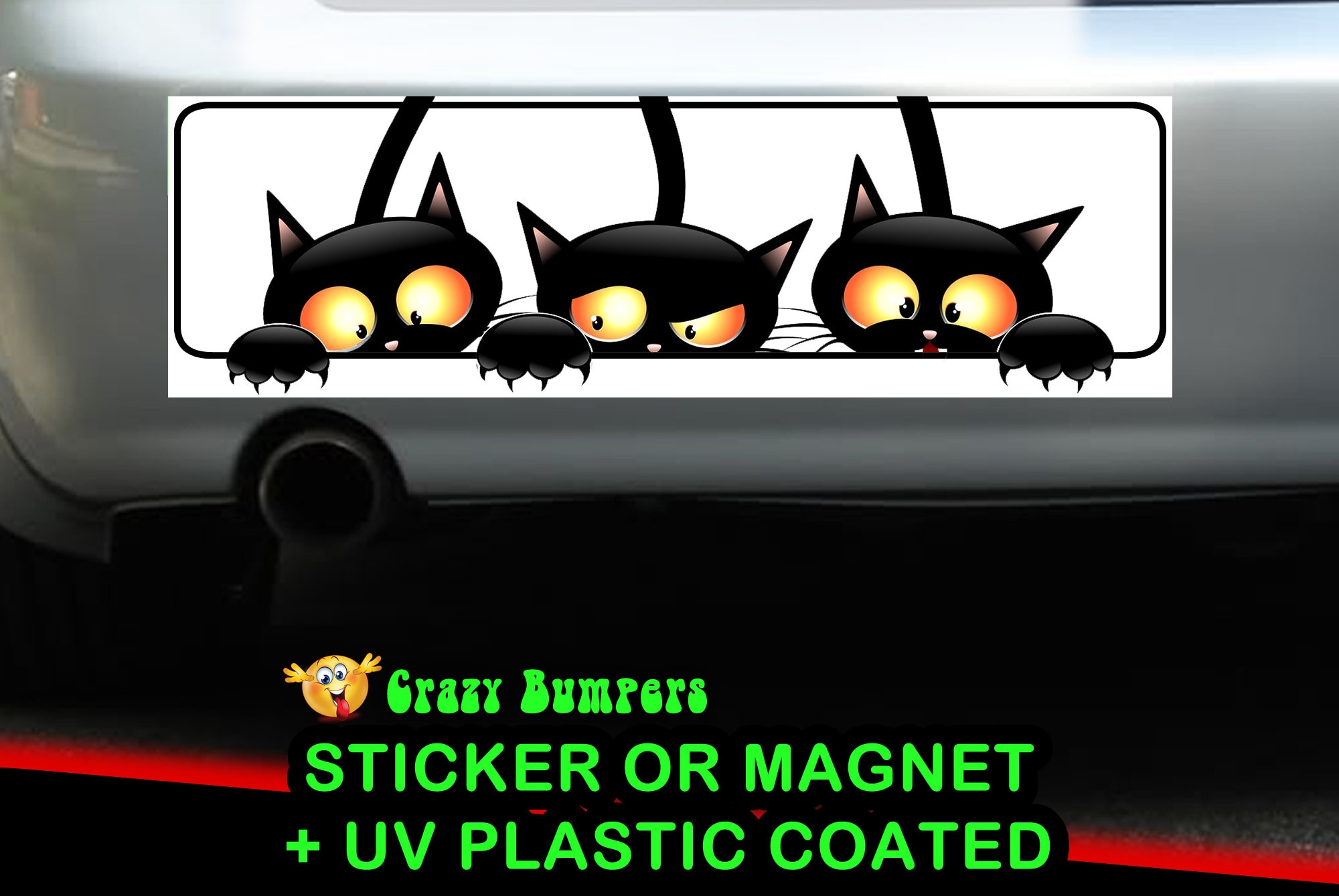 CAD$7.99 - 3 Cats Bumper Sticker 10 x 3 Bumper Sticker or Magnetic Bumper Sticker Available CAD$7.99 - 3 Cats Bumper Sticker 10 x 3 Bumper Sticker or Magnetic Bumper Sticker Available