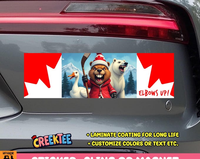 Elbows Up Bumper Sticker, Magnet, Vinyl Sticker, Window Cling or Magnet in UV Laminate Coating