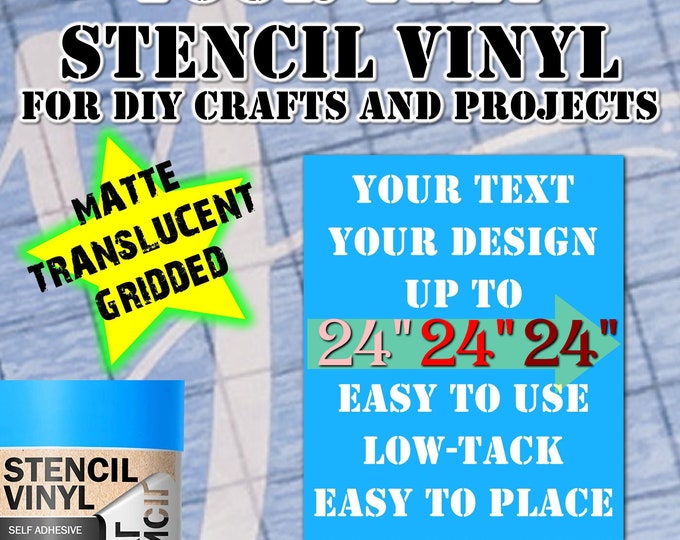 Adhesive Vinyl Stencil for diy projects.  Airbrush, wood, painting your custom text or image stencil up to 24" - single use.