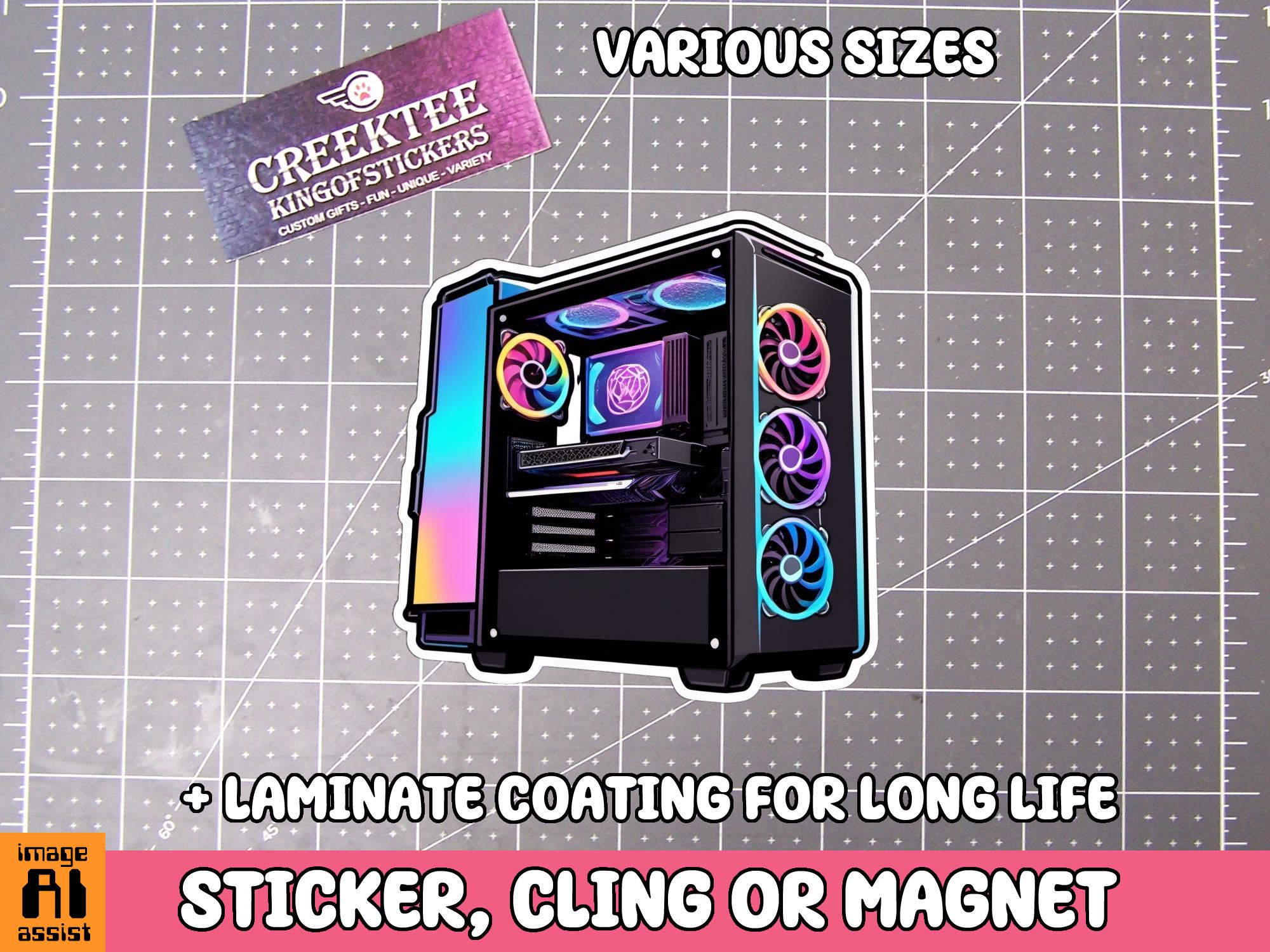 Gaming PC Vinyl Sticker, Magnet or Window Cling in Various Sizes with Laminate Coating
