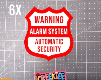 6x Warning Alarm Stickers or Magnets, Custom Text Available, Various Quantities, UV Laminate Protection 2.6 x 2.9 inches in size