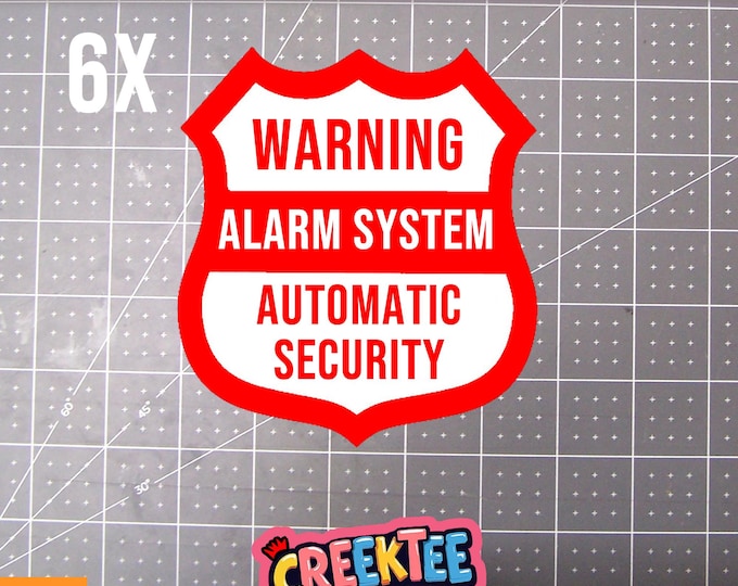 6x Warning Alarm Stickers or Magnets, Custom Text Available, Various Quantities, UV Laminate Protection 2.6 x 2.9 inches in size